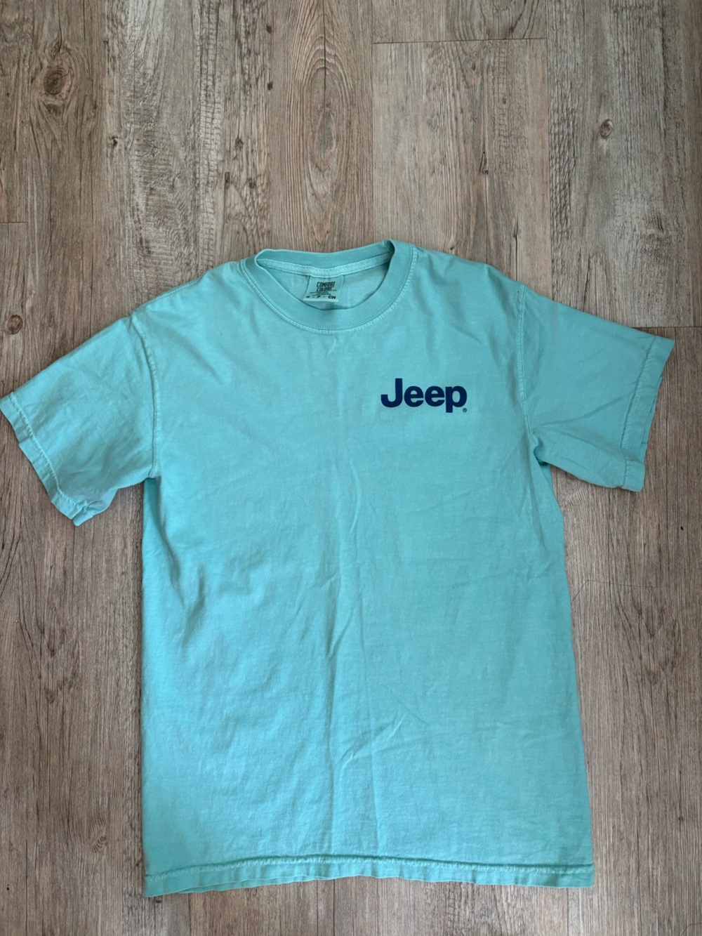 Comfort Colors Light Teal Short Sleeve Tee with Navy Jeep Logo
